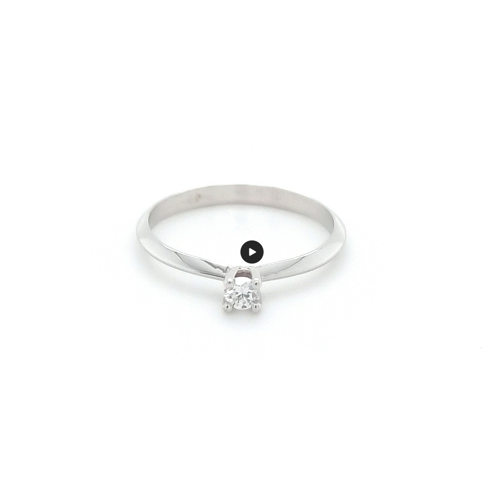 Класически годежен пръстен бяло злато 14к. с диамант 0,13 карата код:561