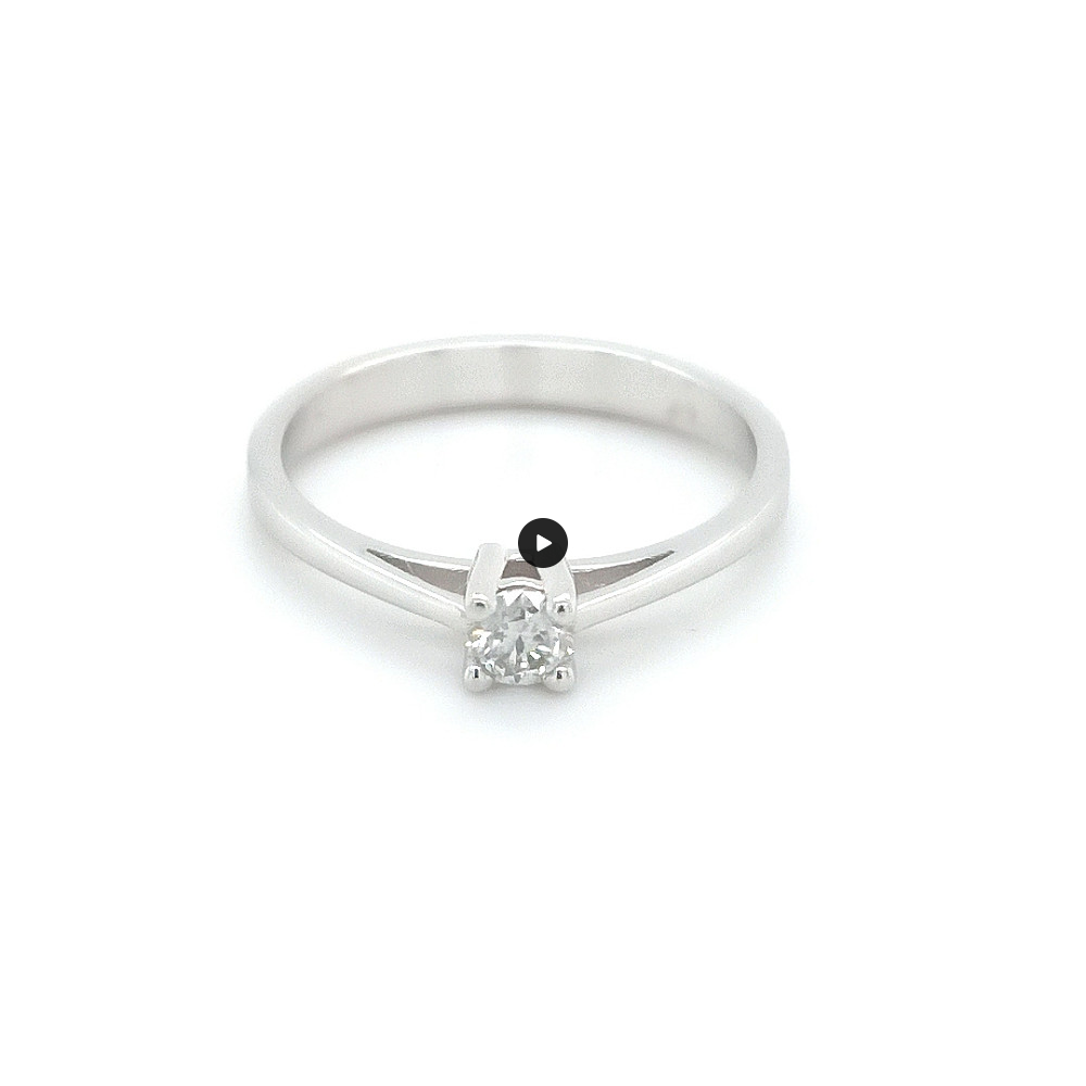 Класически годежен пръстен бяло злато 14к. с диамант 0.20 карата код:563
