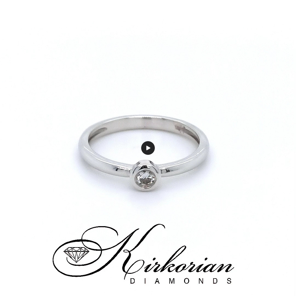 Годежен пръстен с диамант 0.10 ct от бяло злато 14К – минималистичен модел K587