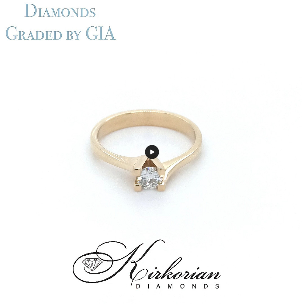 Годежен пръстен жълто злато 14к. с диамант 0.30 карата GIA сертификат код:594B