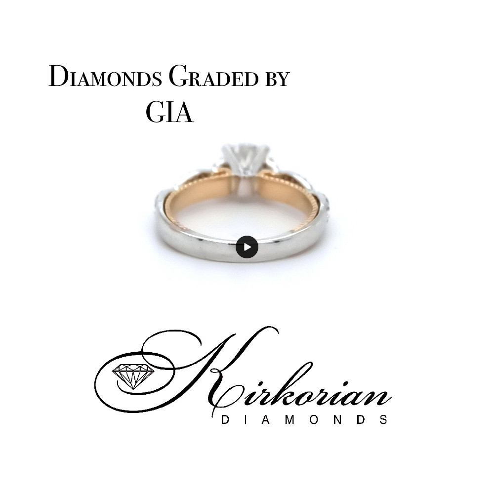 Годежен пръстен бяло жълто злато 18к. GIA сертификат диаманти 1.36 карата код:K617
