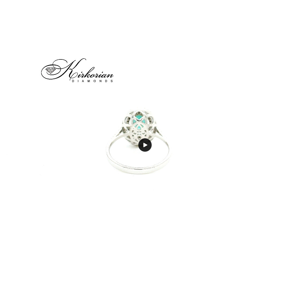 Пръстен от бяло злато 18K със смарагд 0.68ct и диаманти 0.29ct | Размер 53 | Kirkorian Diamonds