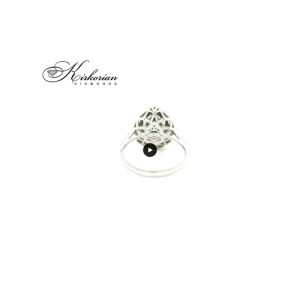 Пръстен от бяло злато 18K със смарагд 0.81ct и диаманти 0.35ct | Размер 54 | Сертификат Kirkorian Diamonds Пръстен от бяло злато 18K със смарагд 0.81ct и диаманти 0.35ct | Размер 54 | Сертификат Kirkorian Diamonds