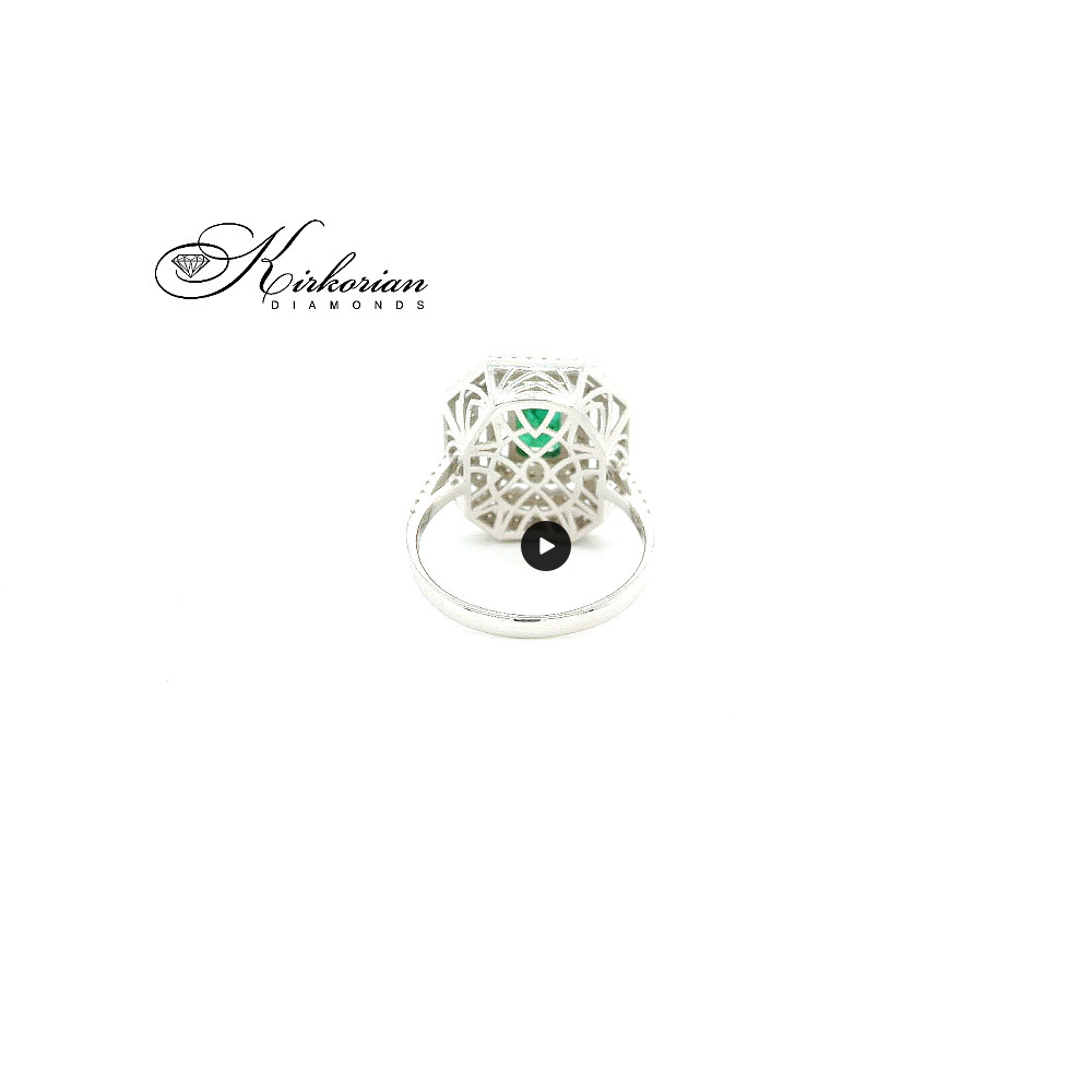 Пръстен от бяло злато 18K с изумруд 1.08ct и диаманти 0.58ct | Размер 54 | Сертификат Пръстен от бяло злато 18K с изумруд 1.08ct и диаманти 0.58ct | Размер 54 | Сертификат