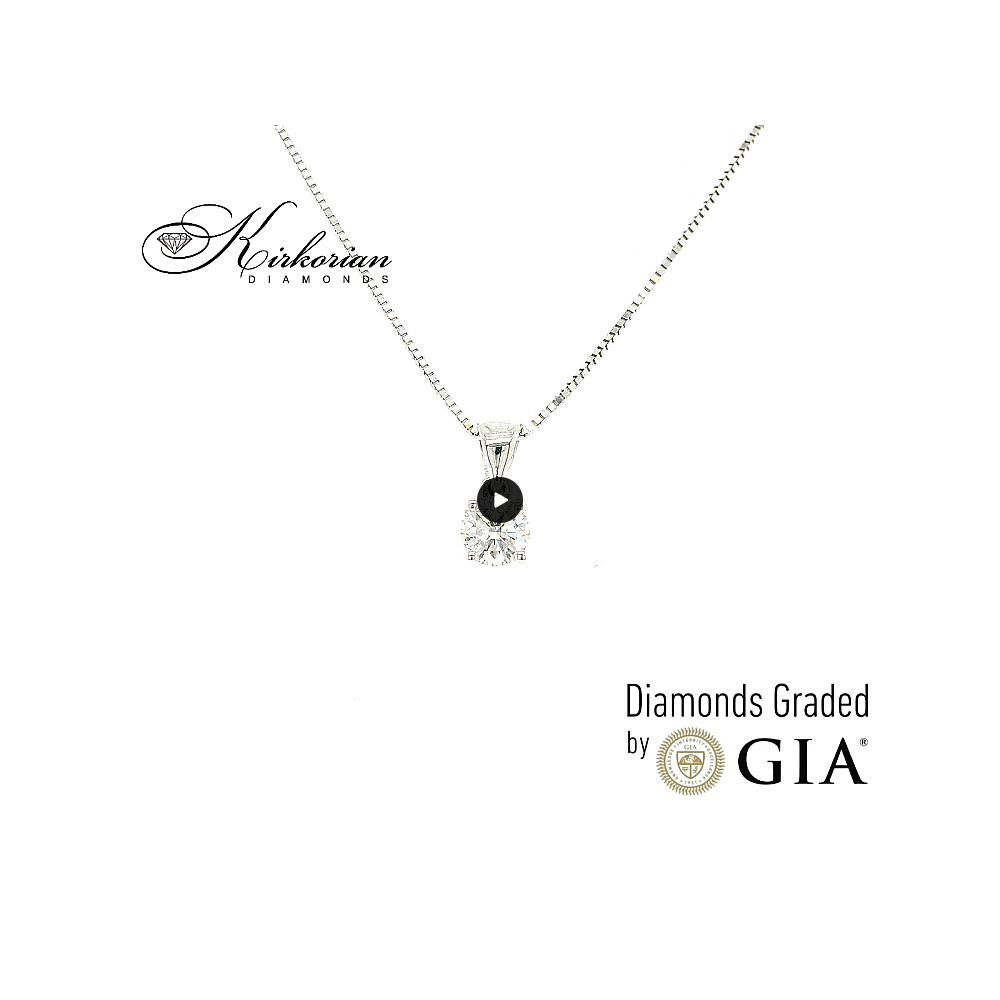Колие с диамант 0.50ct от бяло злато 14k | Сертифицирано от GIA | Код: K396A