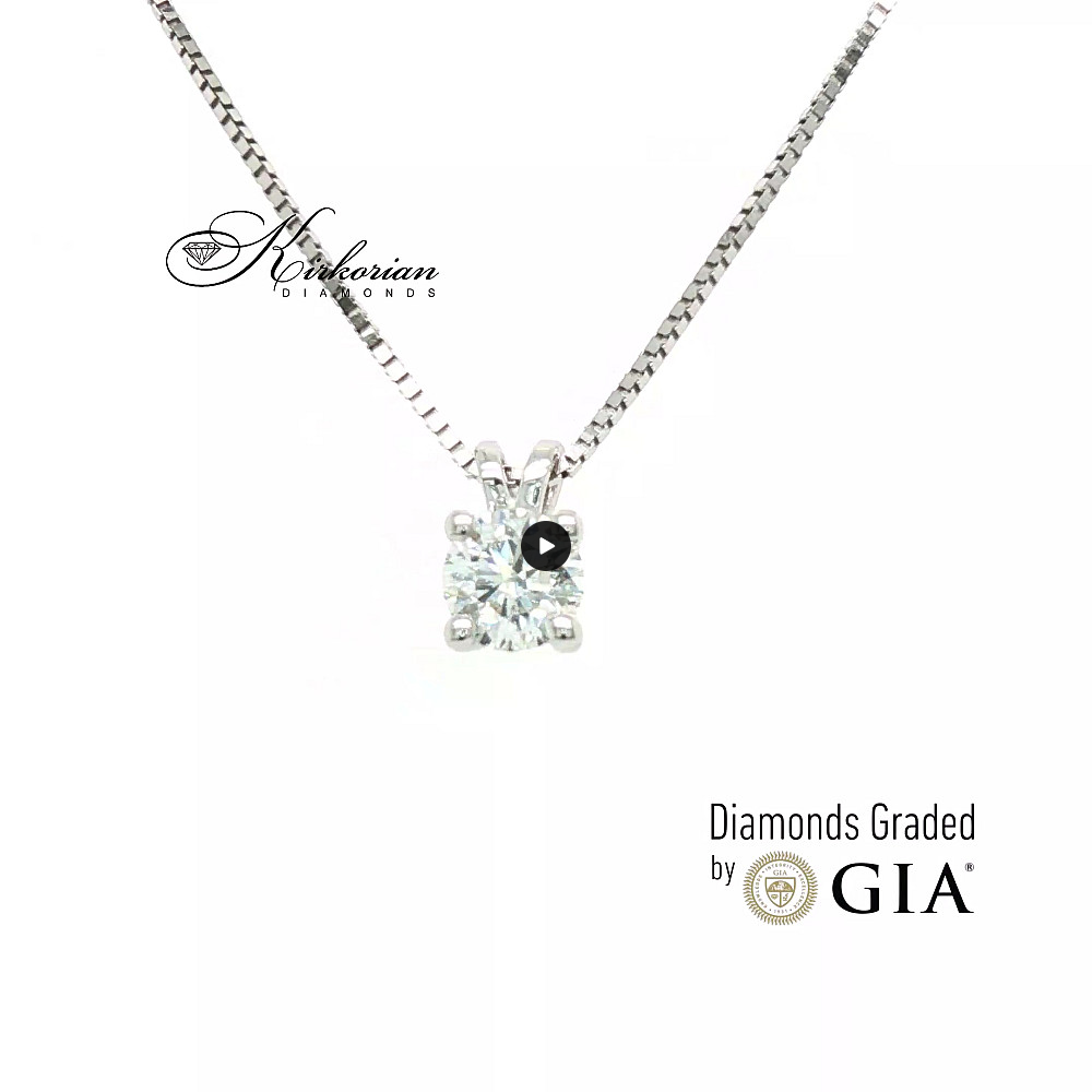 Колие от бяло злато 14К с диамант 0.70 ct GIA сертификат – луксозна оферта с включена кутия