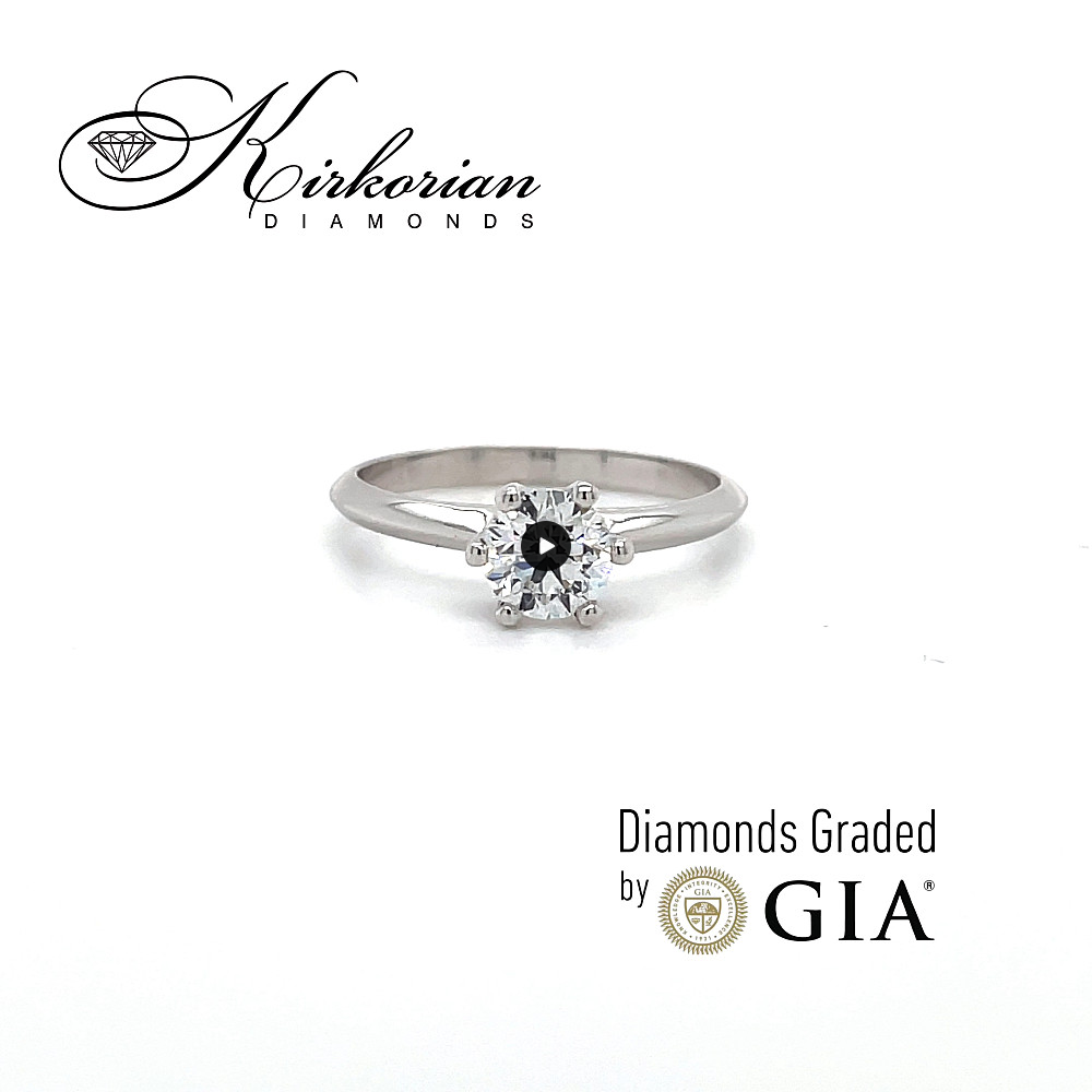 Годежен пръстен от бяло злато 14К с диамант GIA 0.70 ct – класически солитър от Kirkorian Diamonds