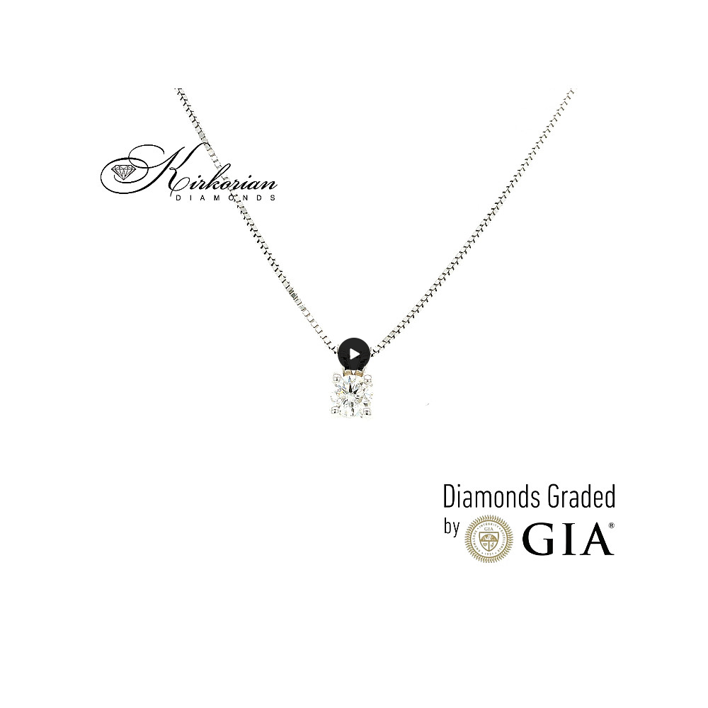 Класическо колие от бяло злато 14k с диамант 0.30ct | GIA сертификат | Код: K634