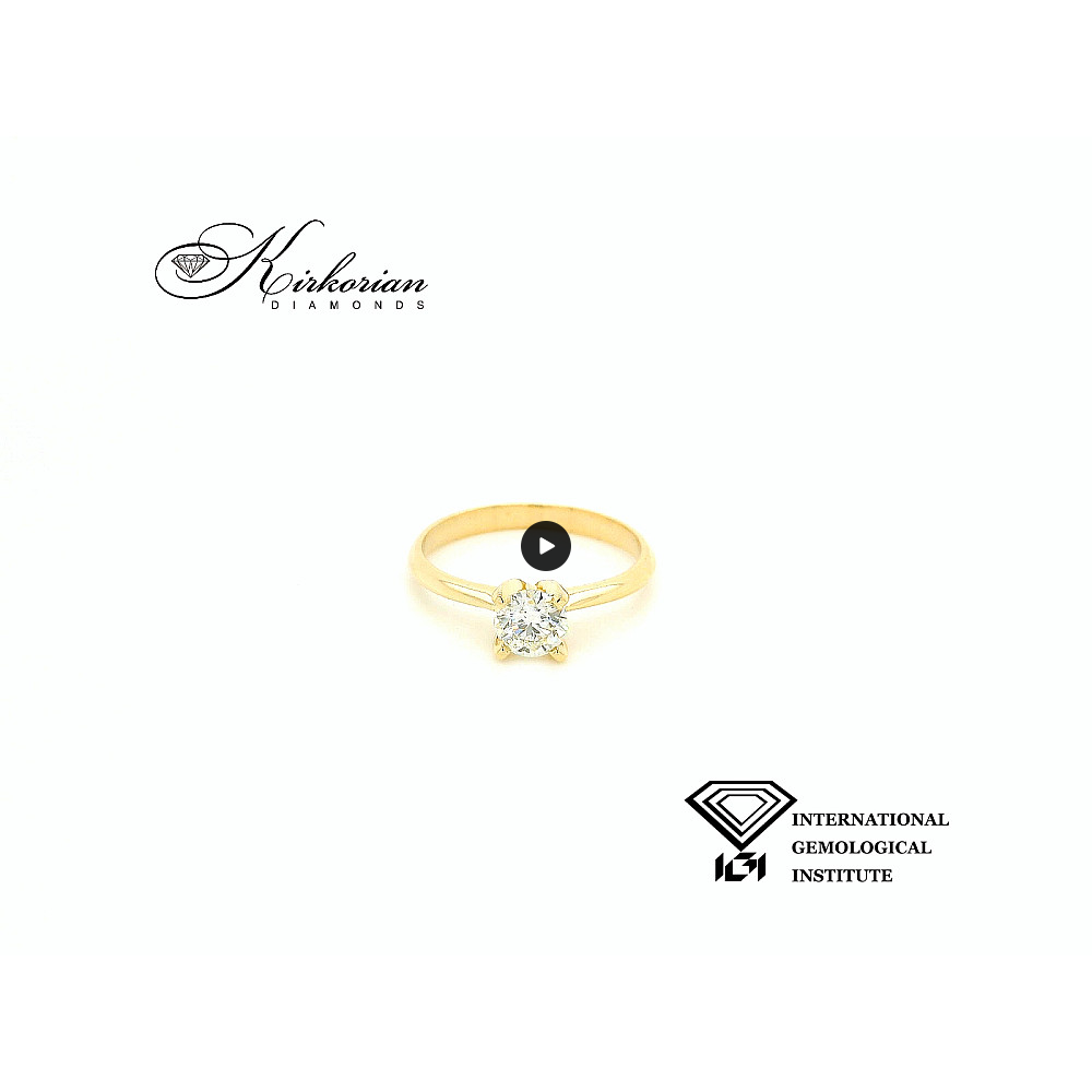 Изискан годежен пръстен от жълто злато 14k с диамант 0.50ct H VS1 IGI – модел K654B Изискан годежен пръстен от жълто злато 14k с диамант 0.50ct H VS1 IGI – модел K654B