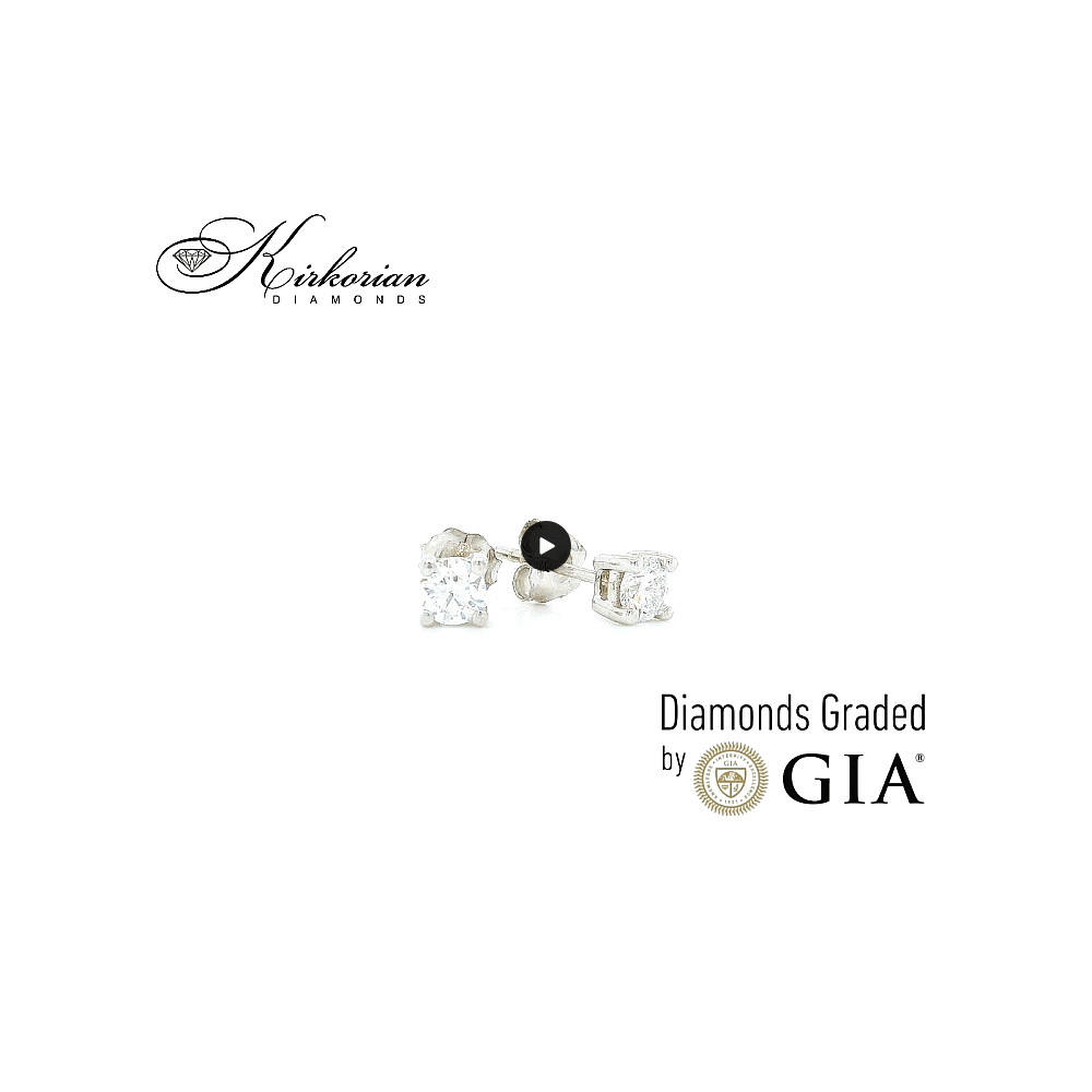 Класически обеци от бяло злато 14К с диаманти 0.60 ct GIA KD675 – премиум блясък и висок клас качество