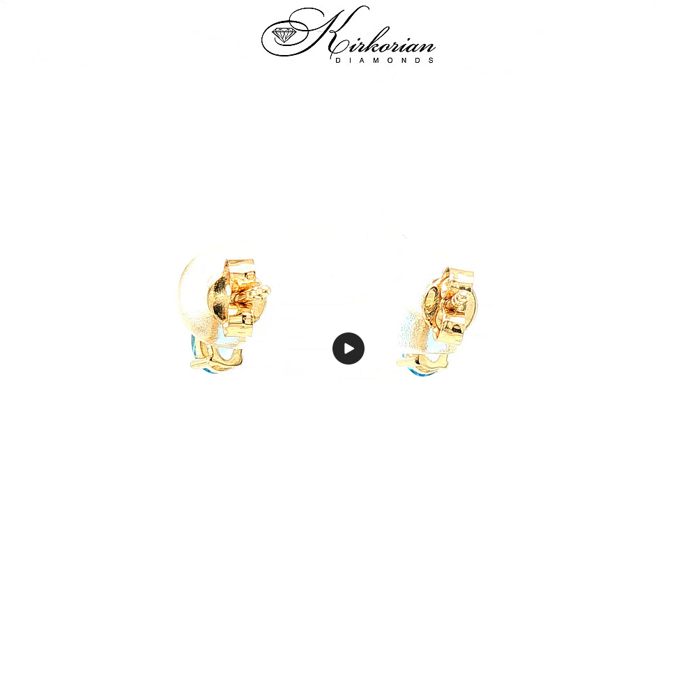 Обеци от жълто злато 14К с топаз Швейцарски и диаманти – елегантен дизайн, винтово закопчаване