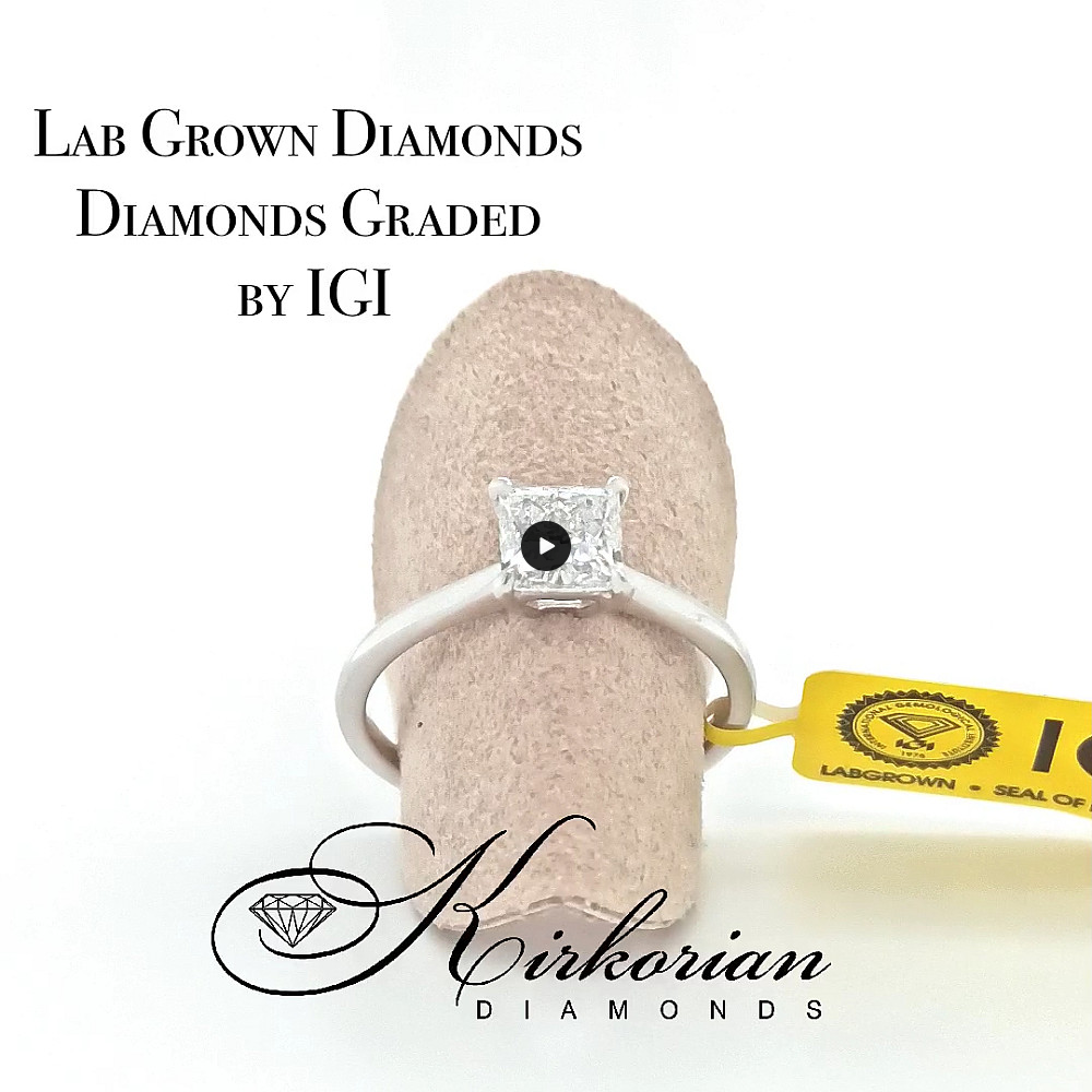Солиден пръстен PRINCESS 1.03ct от бяло злато 18K | Lab Grown диамант | IGI сертификат | Код: LG3217