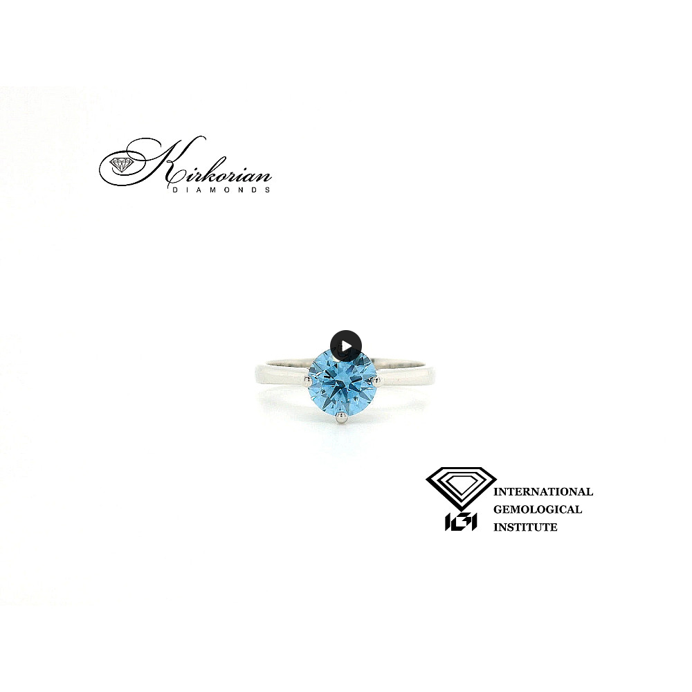 Ексклузивен годежен пръстен с Fancy Vivid Blue диамант 1.04ct | Бяло злато 14k | IGI сертификат – Модел LG614B Ексклузивен годежен пръстен с Fancy Vivid Blue диамант 1.04ct | Бяло злато 14k | IGI сертификат – Модел LG614B
