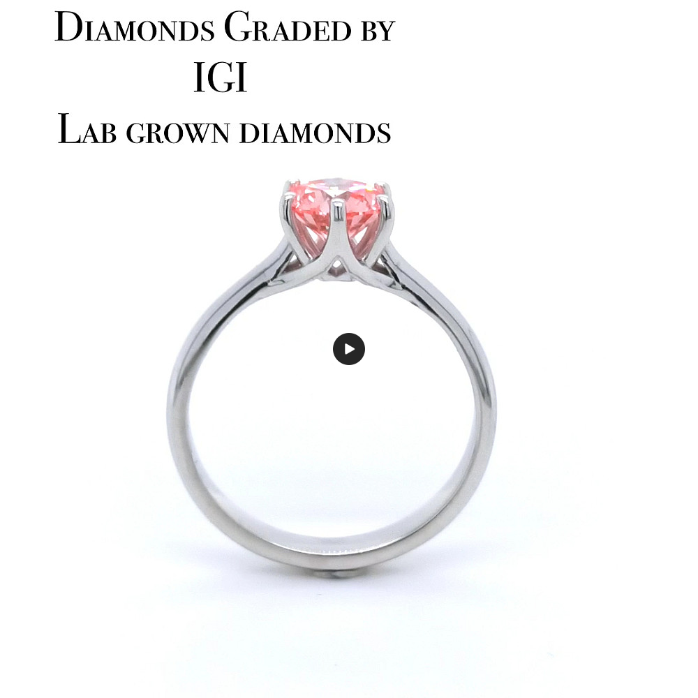 Годежен пръстен с Fancy Pink Lab Grown диамант 1.07ct | Бяло злато 14k | IGI сертификат – LG626 Годежен пръстен с Fancy Pink Lab Grown диамант 1.07ct | Бяло злато 14k | IGI сертификат – LG626