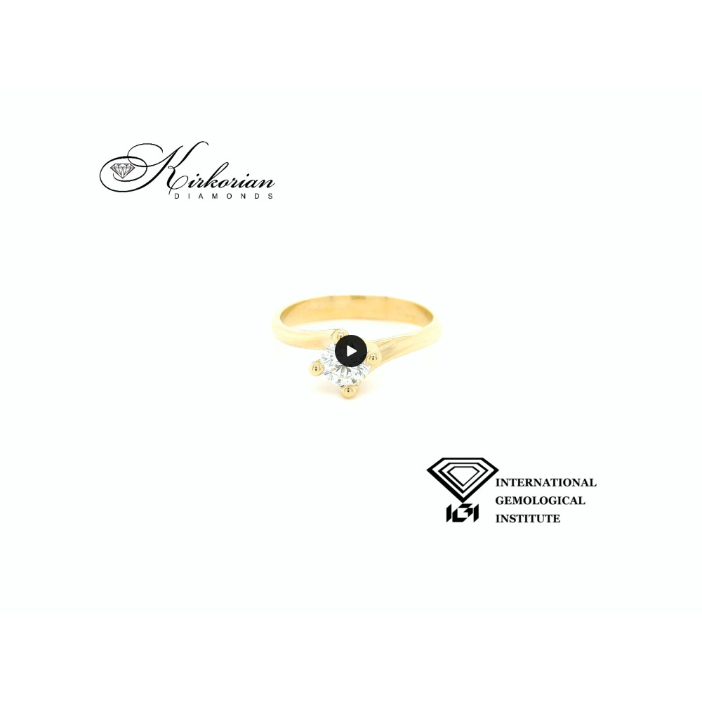 Годежен пръстен с лабораторно отгледан диамант 0.51 ct D-VVS1 IGI сертификат – жълто злато 14К