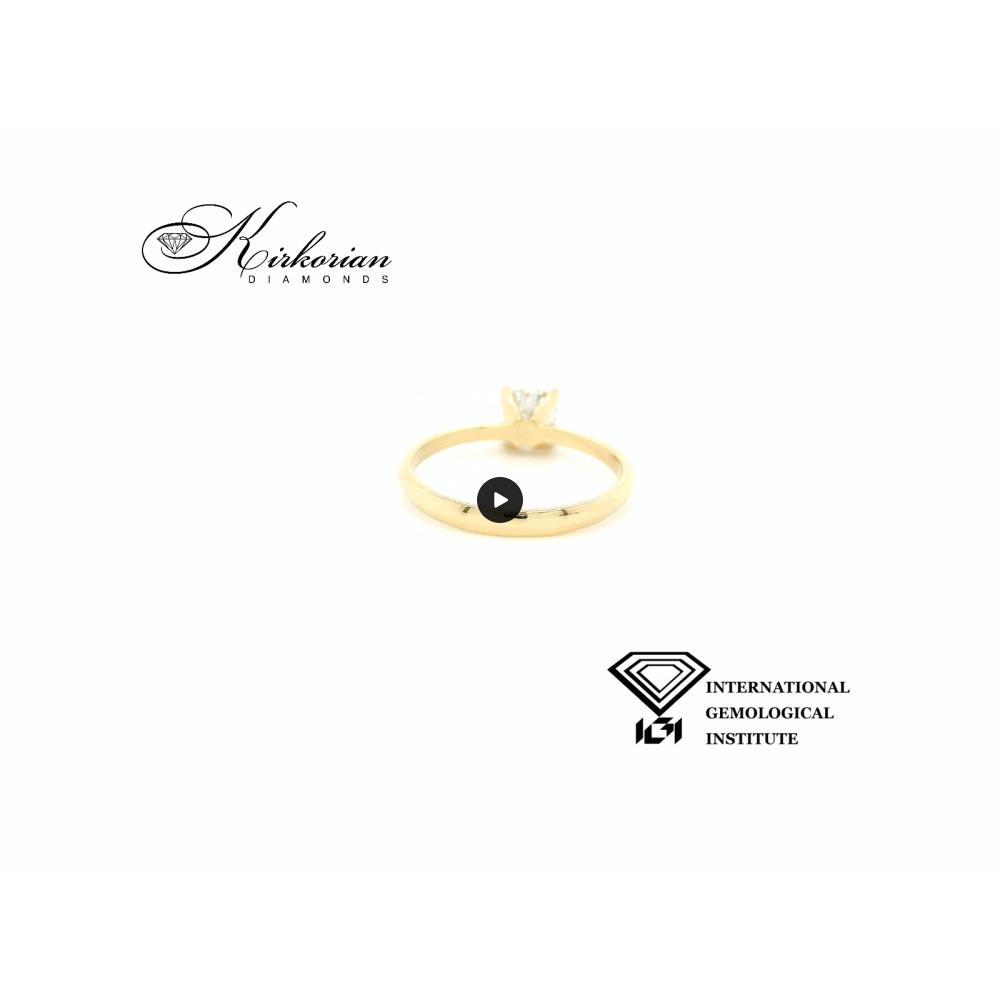 Годежен пръстен с лабораторен диамант 0.51 ct D-VVS1  IGI сертификат – жълто злато 14К