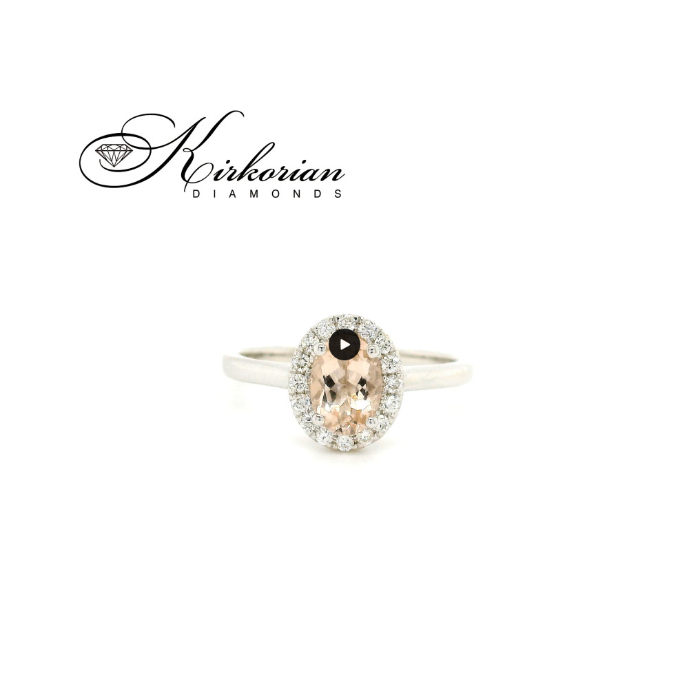 Пръстен с морганит 0.80 ct и диаманти 0.16 ct от бяло злато 18К – модел RG044436