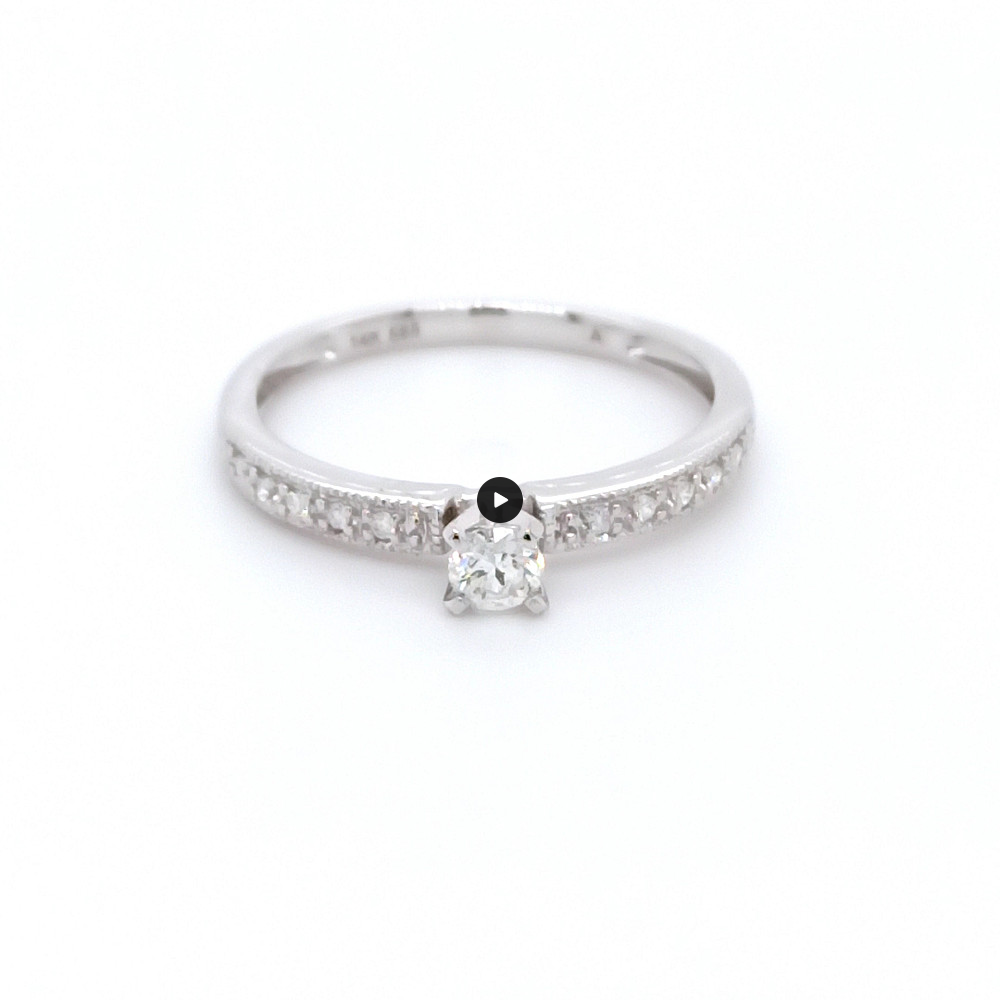 Годежен пръстен бяло злато 14к. с диаманти 0.19 карата код:RN11