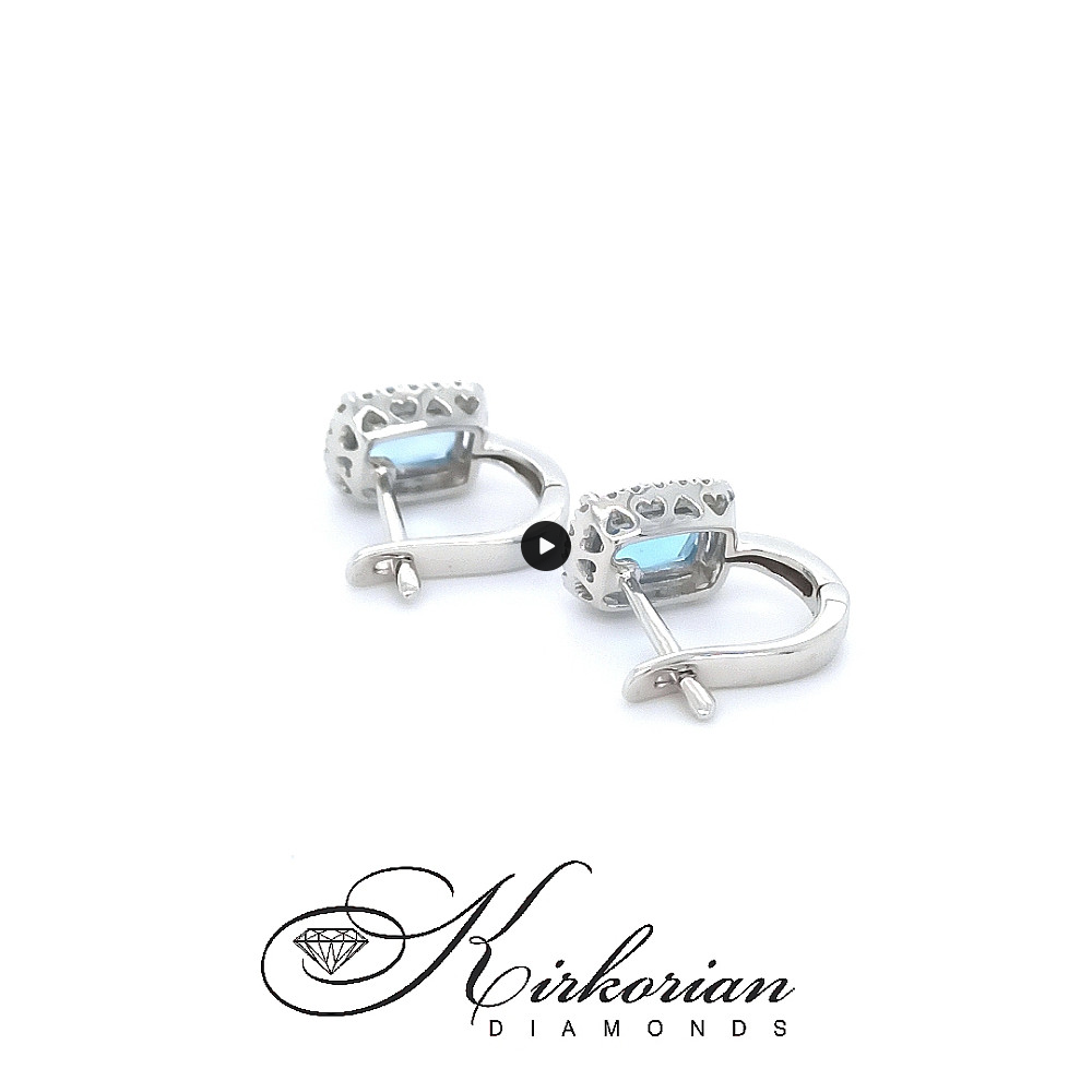 Обеци от бяло злато 18К с швейцарски топаз 2.36 ct и диаманти 0.12 ct – изискан стил и лукс | Код RN163