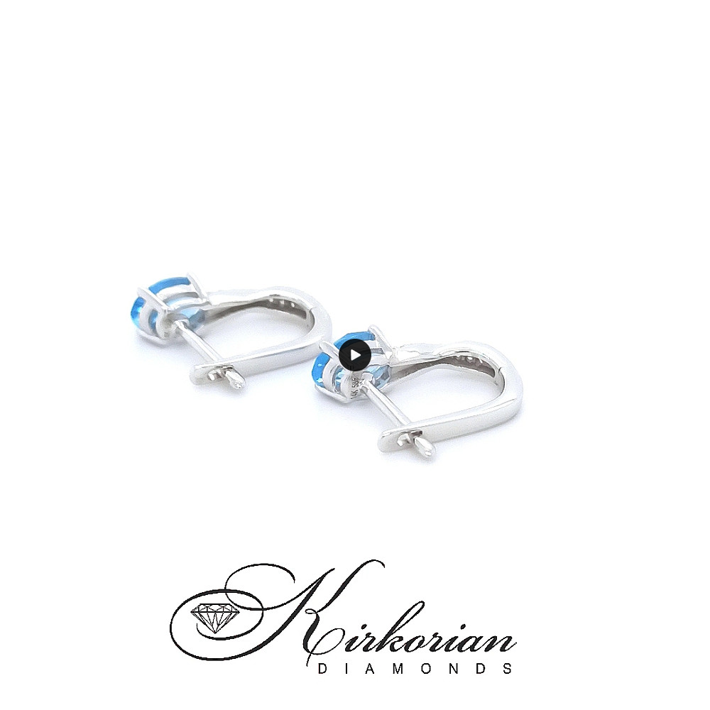 Обеци от бяло злато 14К с топаз 1.76 ct и диаманти 0.07 ct – елегантен дизайн и изящество | Код RN164
