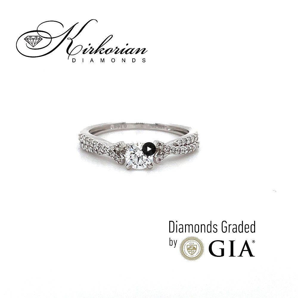 Годежен пръстен с диамант 0.44ct GIA бяло злато 18k – модел RN181B