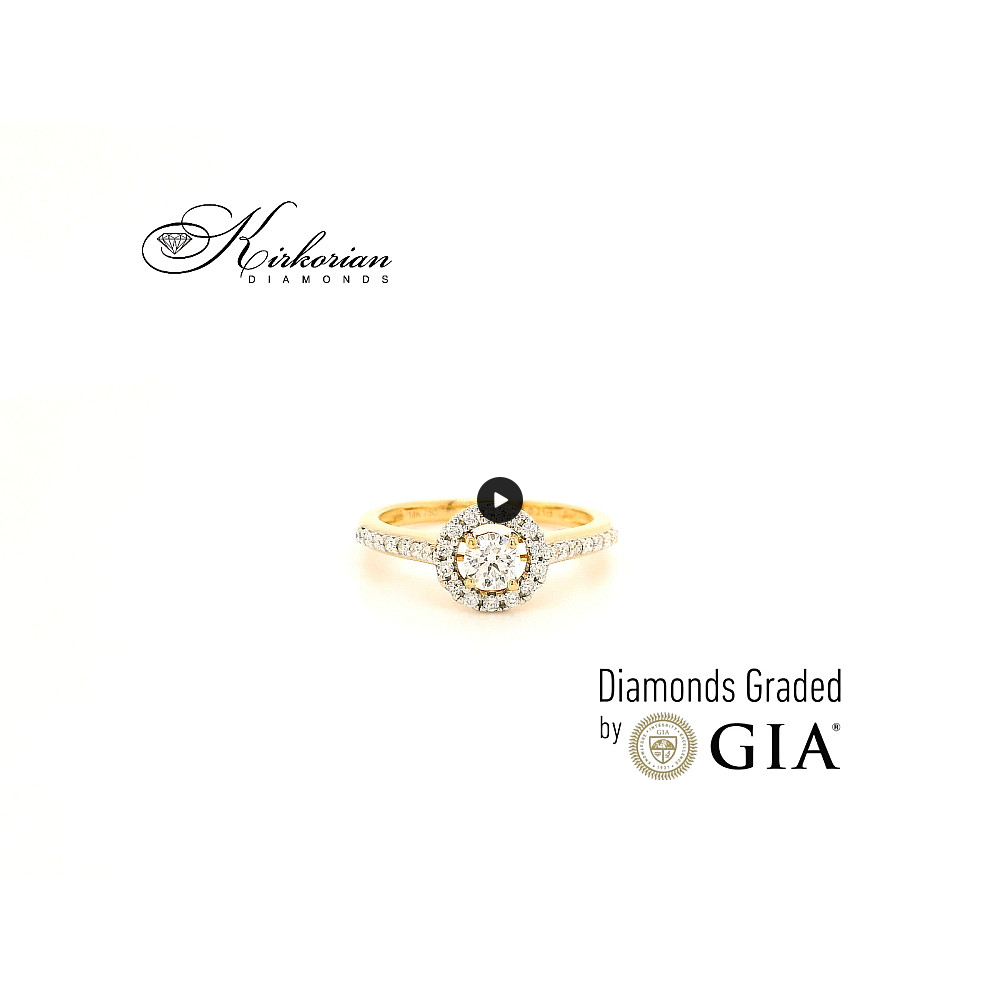 Годежен пръстен от жълто злато 18k с диаманти 0.46ct GIA сертификат RN214A Годежен пръстен от жълто злато 18k с диаманти 0.46ct GIA сертификат RN214A