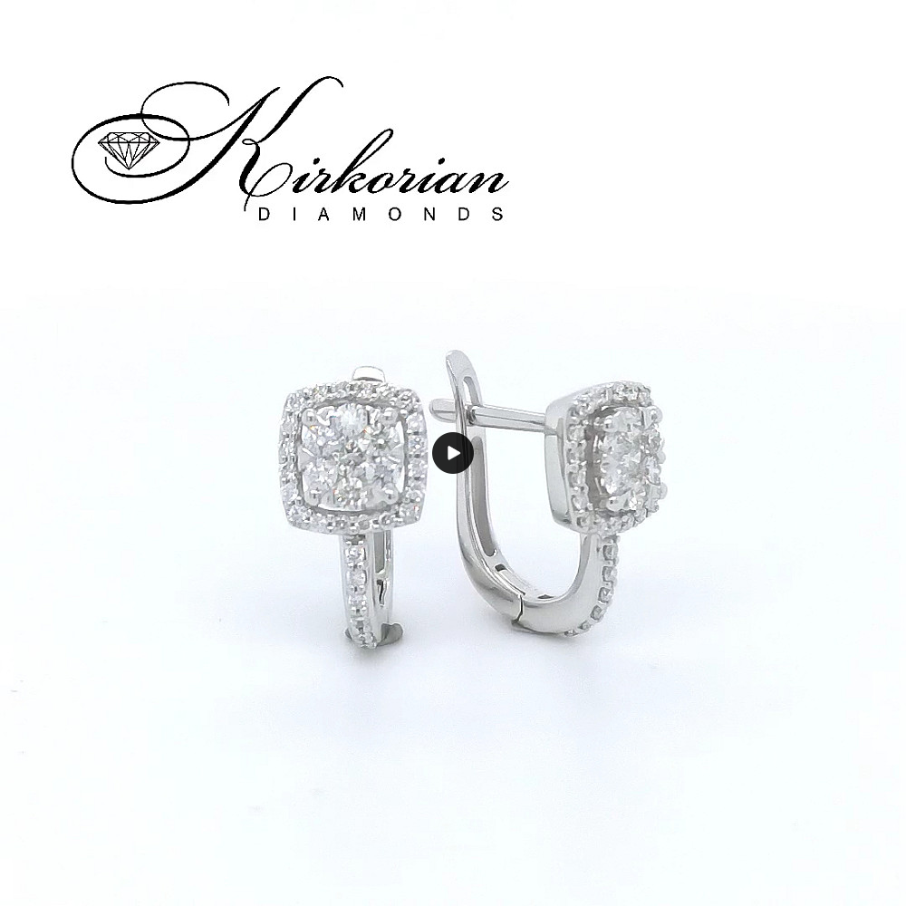 Обеци от бяло злато 18К с диаманти 0.50 ct и английско закопчаване Луксозен модел Код RN237