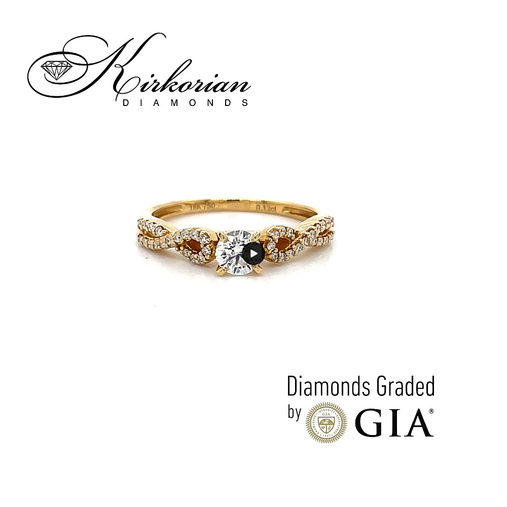 Годежен пръстен от жълто злато 18k с диаманти 0.41ct GIA E/VS2 RN29A