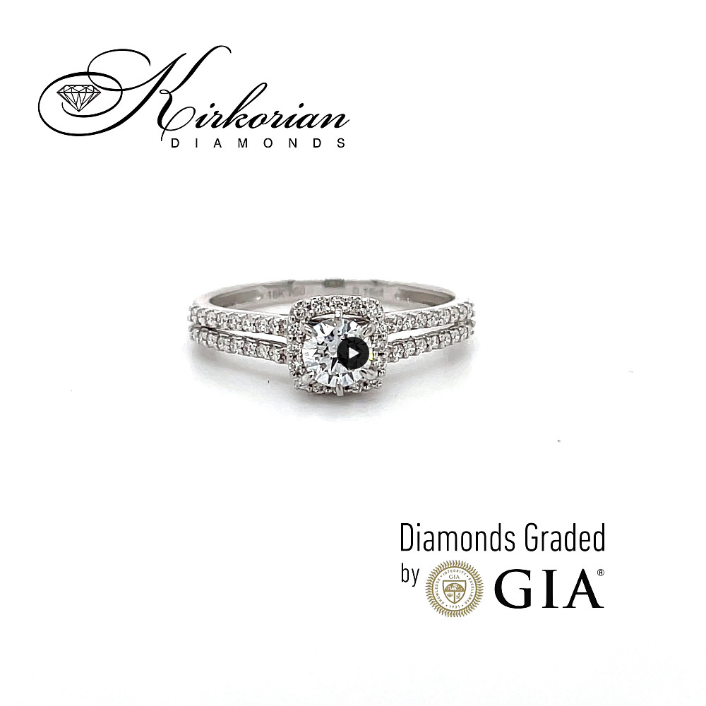  Годежен пръстен от бяло злато 18k с GIA диамант 0.46ct – модел RN462A