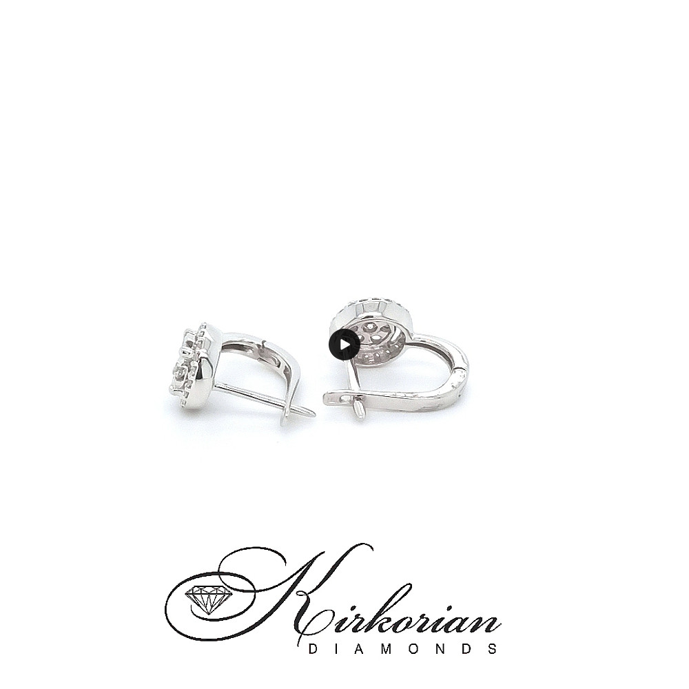 Обеци от бяло злато 18К с диаманти 0.43 ct и английско закопчаване Луксозен модел Код RN71