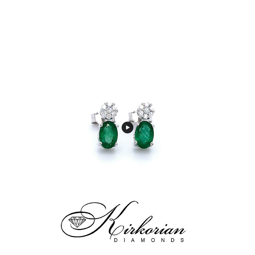 Висящи обеци от бяло злато 18К със смарагди 0.88 ct и диаманти 0.10 ct – луксозен модел S122644, изгодна цена, готови за подарък