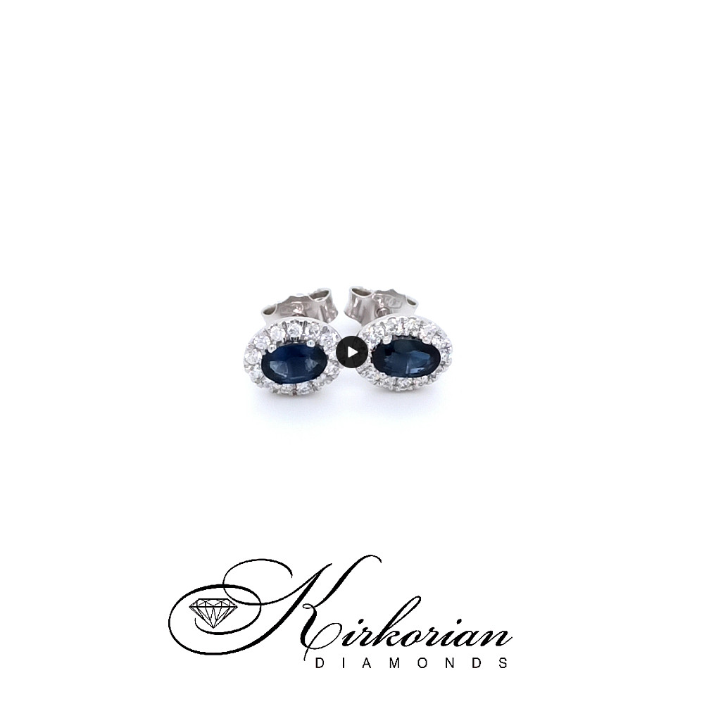 Обеци от бяло злато 18k със сапфири 0.69ct и диаманти 0.18ct – S225822 Обеци от бяло злато 18k със сапфири 0.69ct и диаманти 0.18ct – S225822