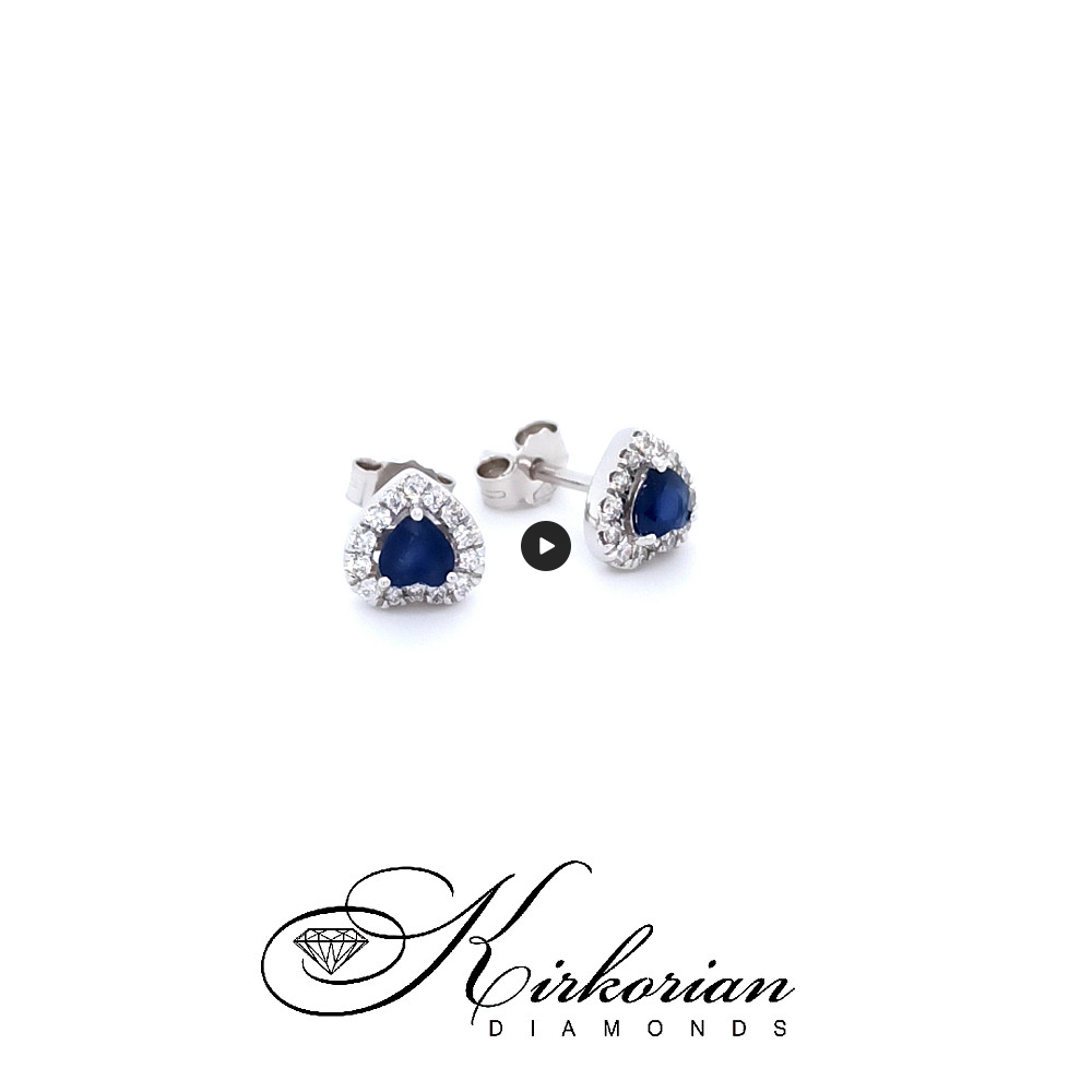 Обеци Сърце от бяло злато 18k със сапфири 0.55ct и диаманти 0.18ct – модел S225833 Обеци Сърце от бяло злато 18k със сапфири 0.55ct и диаманти 0.18ct – модел S225833