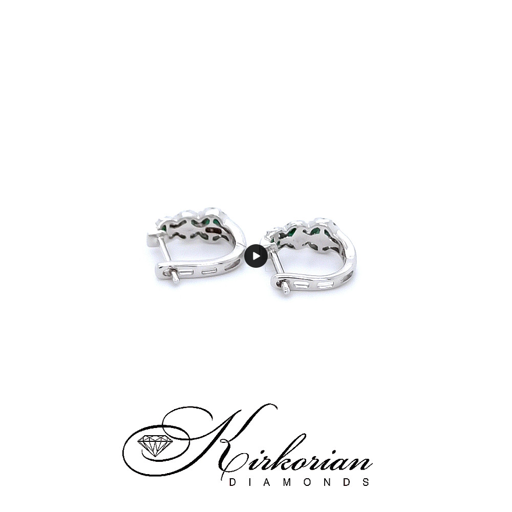 Обеци от бяло злато 18k със смарагди 0.42ct и диаманти 0.26ct – модел S234407 Обеци от бяло злато 18k със смарагди 0.42ct и диаманти 0.26ct – модел S234407