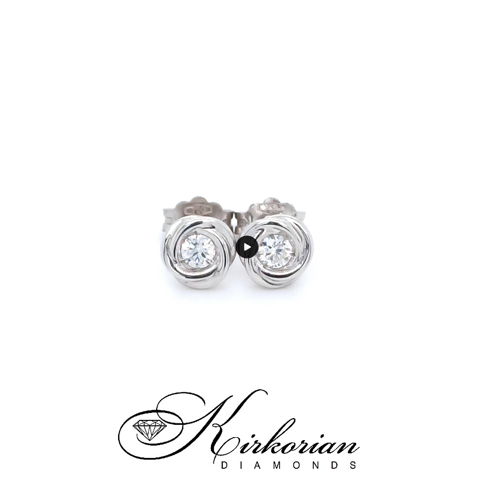 Обеци с един диамант 0.18ct в преплетен обков от бяло злато 18k – модел S253890 Обеци с един диамант 0.18ct в преплетен обков от бяло злато 18k – модел S253890
