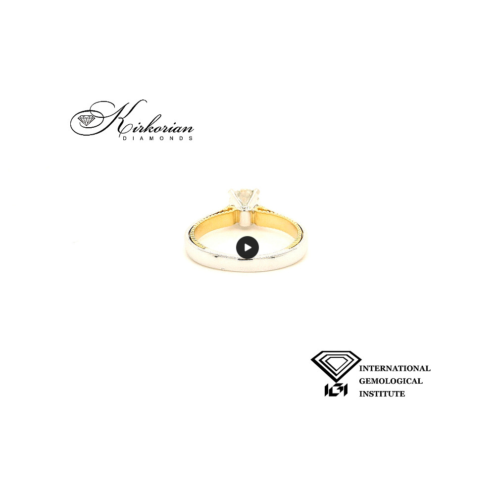 Годежен пръстен от бяло и жълто злато 18k с диамант 0.71ct и IGI сертификат – модел T107 Годежен пръстен от бяло и жълто злато 18k с диамант 0.71ct и IGI сертификат – модел T107