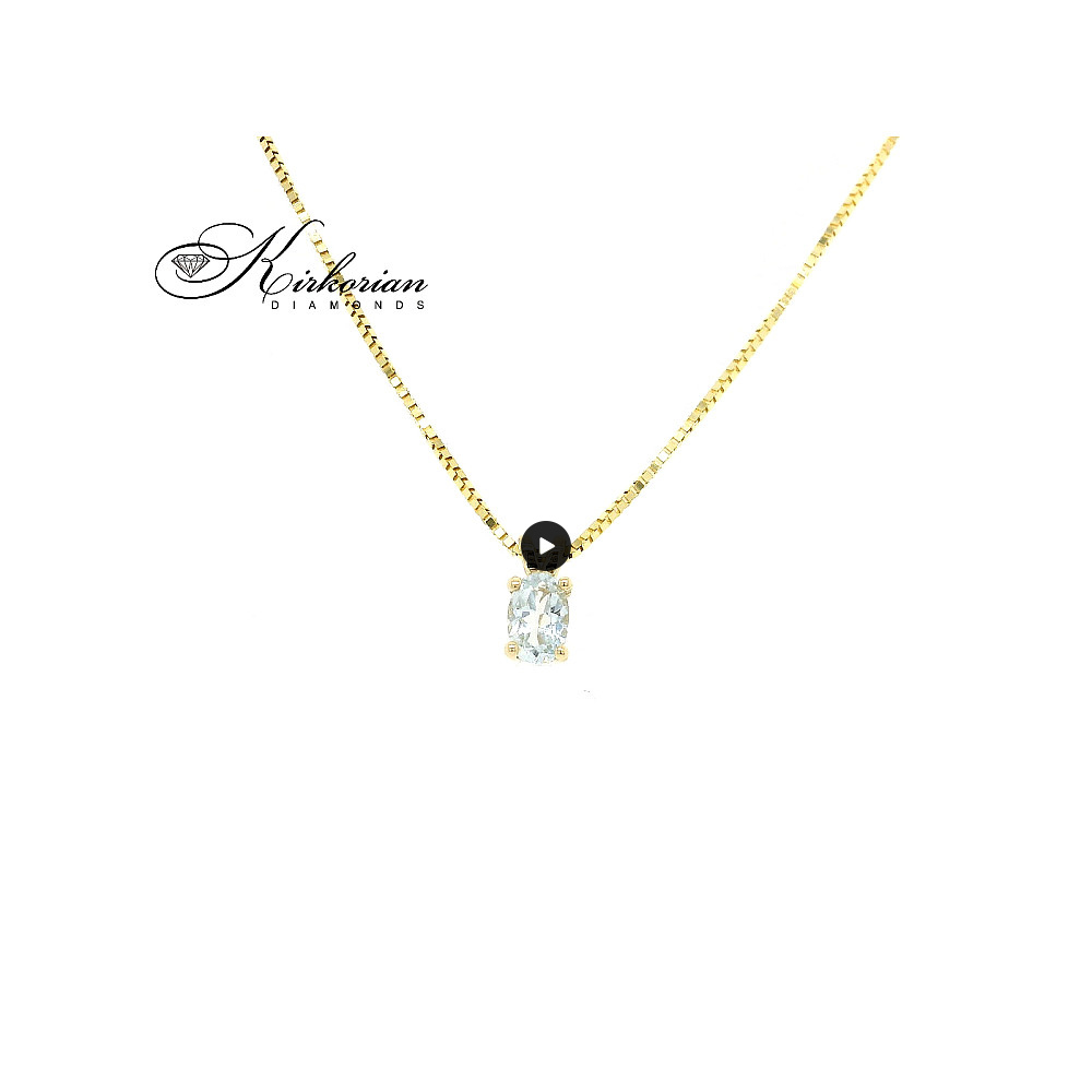 Златна висулка с аквамарин 0.38 ct – енергия за зодия Водолей Златна висулка с аквамарин 0.38 ct – енергия за зодия Водолей