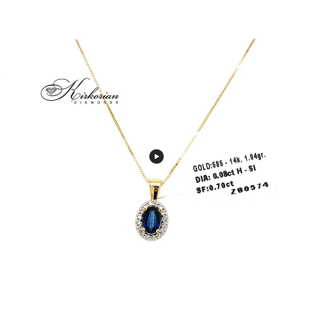 Висулка от жълто злато 14К със сапфир и диаманти 0.08 ct – лукс на достъпна цена | Код ZS0574