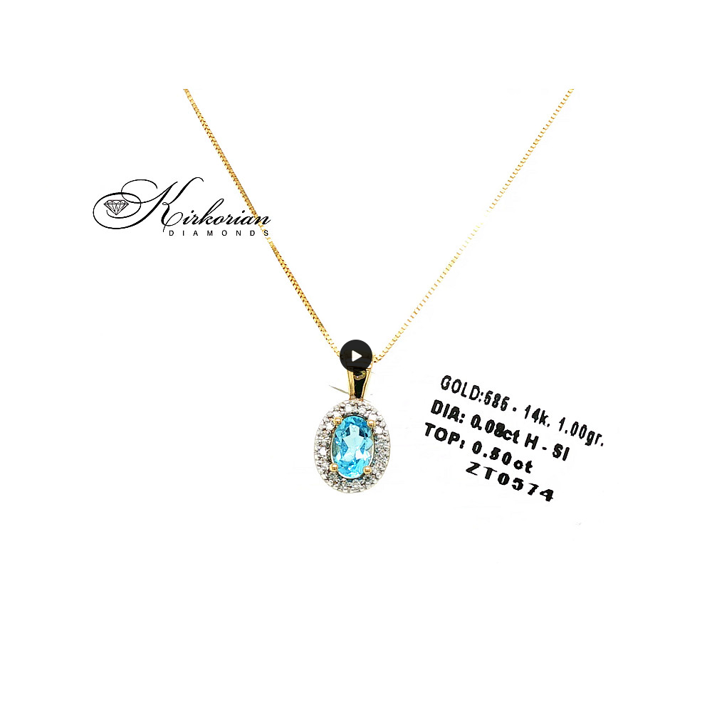 Колие от жълто злато 14К с швейцарски топаз и диаманти – изискан лукс на достъпна цена | Kirkorian Diamonds