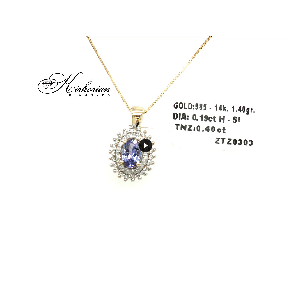 Висулка от жълто злато 14К с танзанит 0.40 ct и диаманти 0.19 ct – лукс на достъпна цена, код ZTZ0303