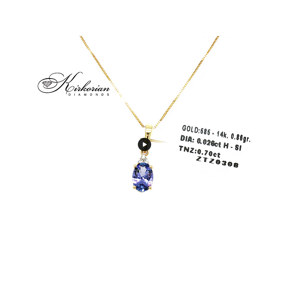 Колие от жълто злато 14К с танзанит 0.70 ct и диаманти 0.026 ct – код: ZTZ0308
