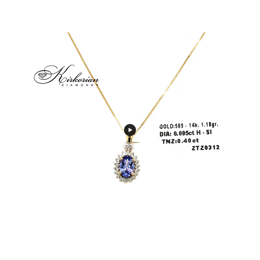 Висулка от жълто злато 14К с танзанит и диаманти – ZTZ0312, луксозна опаковка, готова за подарък