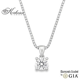 Колие с диамант 0.40ct от бяло злато 14k | GIA сертификат | Код: K396