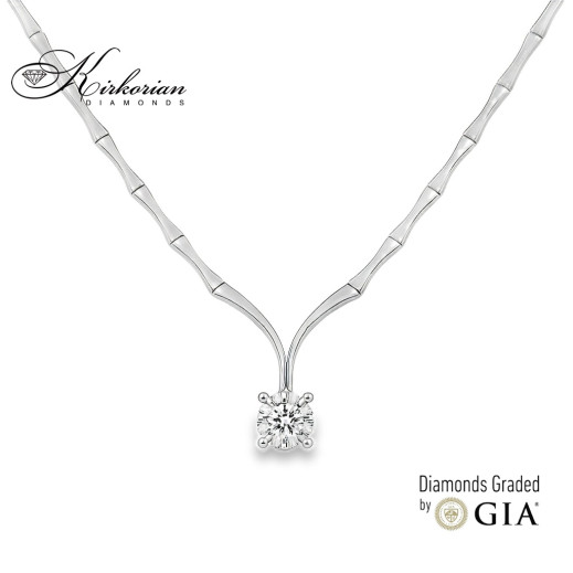Луксозно колие от бяло злато 18k с диамант 0.40ct | GIA сертификат | Код: KD672