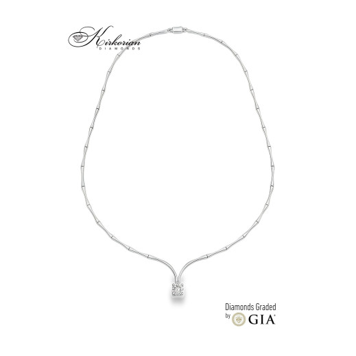 Луксозно колие от бяло злато 18k с диамант 0.40ct | GIA сертификат | Код: KD672