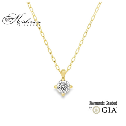 Класическо колие с един диамант 0.25ct от жълто злато 18k | GIA сертификат | Код: M110 Класическо колие с един диамант 0.25ct от жълто злато 18k | GIA сертификат | Код: M110