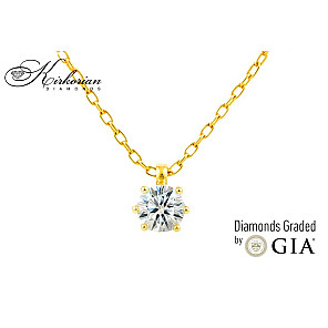 Колие от жълто злато 18К с диамант 0.30 ct GIA – класическа елегантност от Kirkorian Diamonds