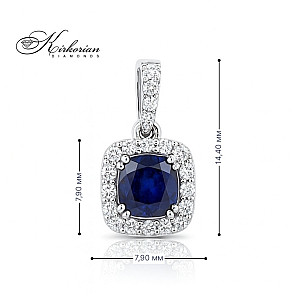 Висулка от бяло злато 18k с диаманти 0.19ct и сапфир 0.70ct | Код: P116044