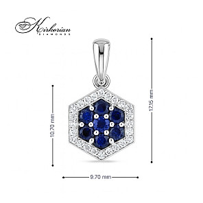 Висулка от бяло злато 18k с диаманти 0.18ct и сапфири 0.728ct | Код: PD019818