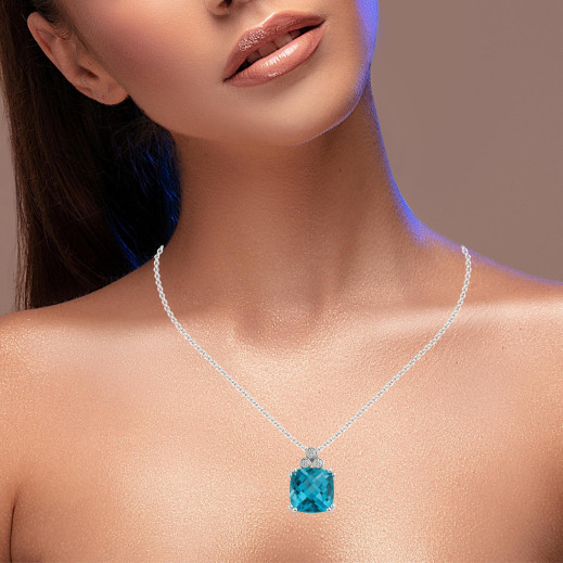 Колие с естествен топаз 1.60ct и диаманти 0.04ct от бяло злато 14к – модел RN167 | Kirkorian Diamonds Колие с естествен топаз 1.60ct и диаманти 0.04ct от бяло злато 14к – модел RN167 | Kirkorian Diamonds